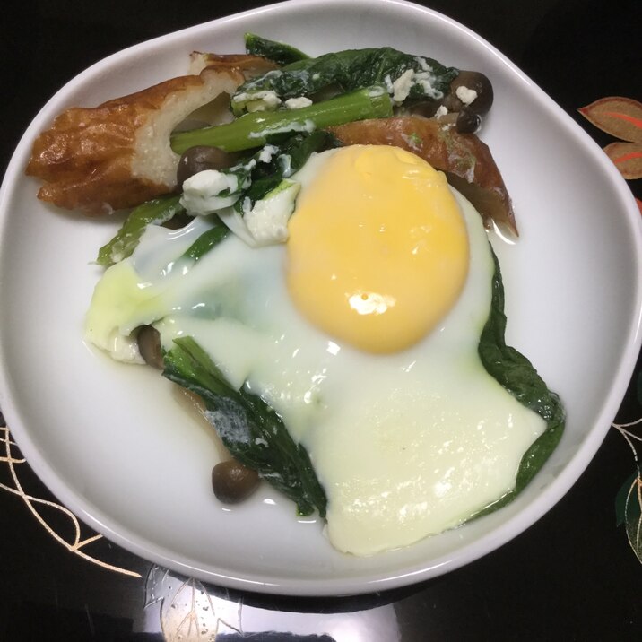 小松菜とちくわの卵とじ